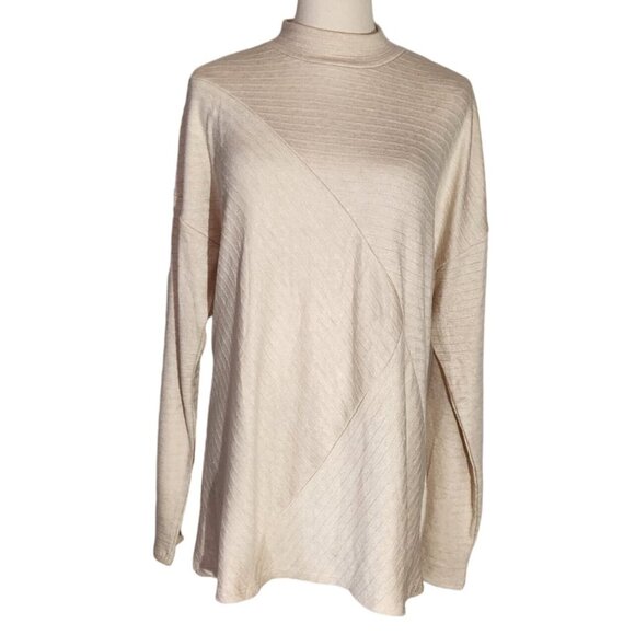 Fortune & Ivy Off White Long Sleeve Mock Neck Knit Top Women's Size L - Picture 5 of 13